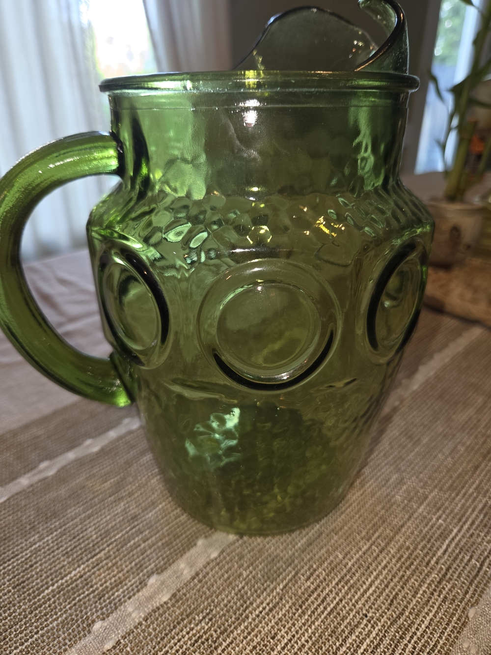Vintage Heritage Hill Green 74 oz. (Acocado) Glass Pitcher by Anchor Hocking